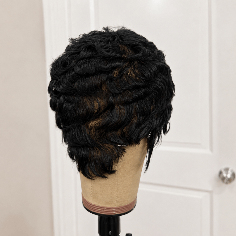 Breathable Full Lace Side Part Layered Pixie Cut Wig