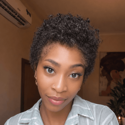 Beginger Friendly Full Lace Short Curly Afro Pixie Wig Human Hair