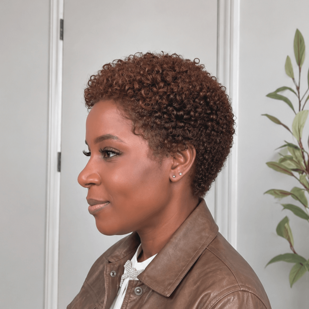 13×4 Lace Black & Brown Short Curly Pixie Wig With Drawstring