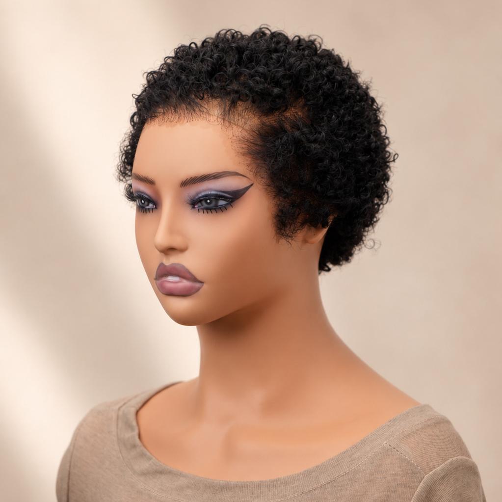 Buttery Soft 13×4 Lace Natural Black 4C Curly Pixie Wig