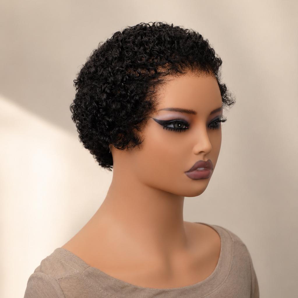 Buttery Soft 13×4 Lace Natural Black 4C Curly Pixie Wig