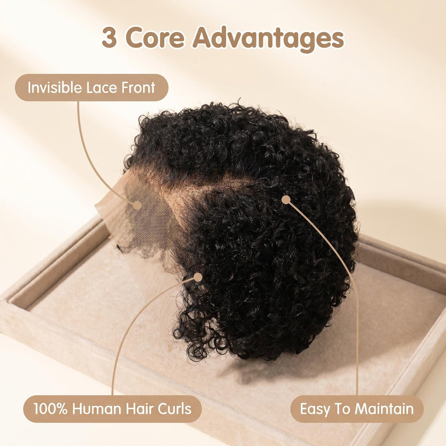 Buttery Soft 13×4 Lace Natural Black 4C Curly Pixie Wig