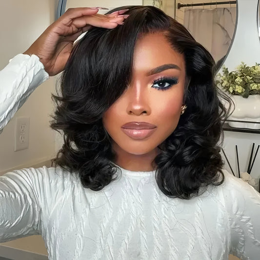 Pre-Styled Body Wave Short Bob Wig Transparent Lace Wigs