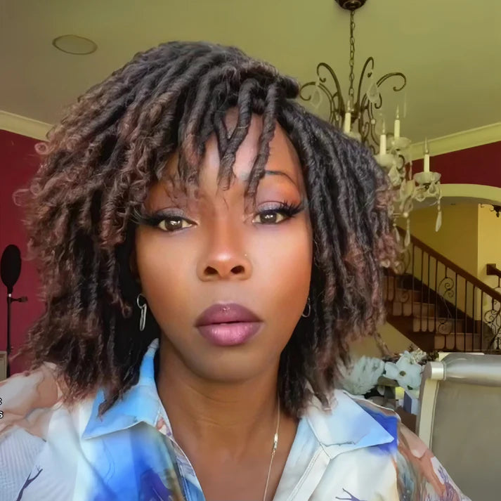 Full Lace Afro Dreadlock Short Curly Bob Wig