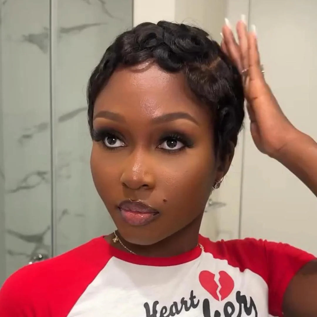 Full Lace Finger Wave Short Pixie Cut Glueless Wig