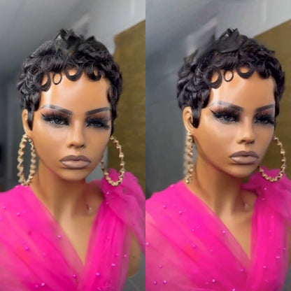 Glueless Full Lace Curled Pixie Wig