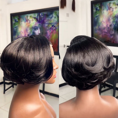 Natural Realistic Side Parted Layered Cut Bob Lace Frontal Wig
