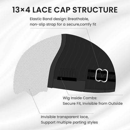 Long Layers Bob Side Bang 13x4 Lace Frontal Human Hair Wig