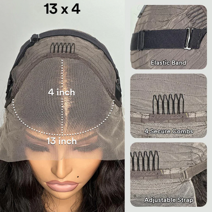 Natural Black Realistic Angled Style Curly Bob 13x4 Lace Frontal Wig