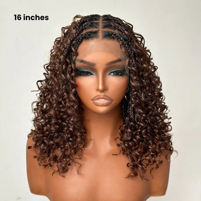 Ombre Brown Full Lace Boho Braided Wig With Invisi Drawstring