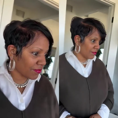 Glueless Short Pixie Cut Long Bangs Full Lace/13x4 Lace Frontal Wig