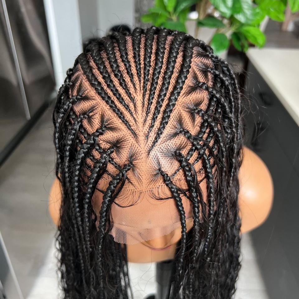 Full Lace Long Cornrows Braids With Invisi Drawstring Wig