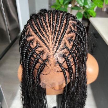 Full Lace Long Cornrows Braids With Invisi Drawstring Wig