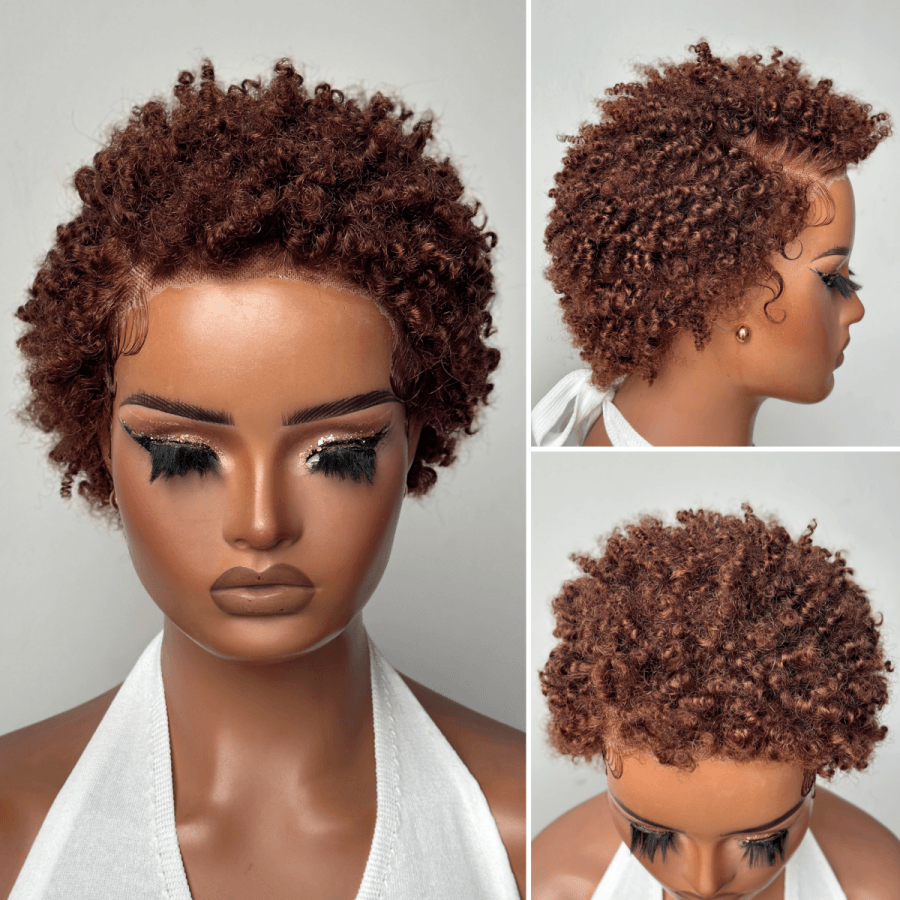 9x4 Lace Short Twisted Afro Dread Curly Wig Human Hair