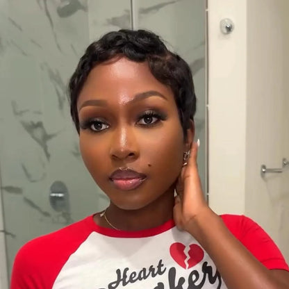 Full Lace Finger Wave Short Pixie Cut Glueless Wig