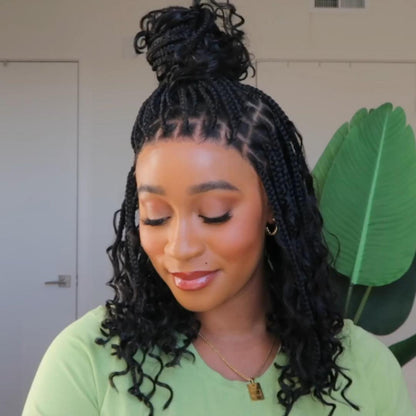 Full Lace Knotless Boho Curls Braided Bob With Invisi Drawstring HD Lace Wig