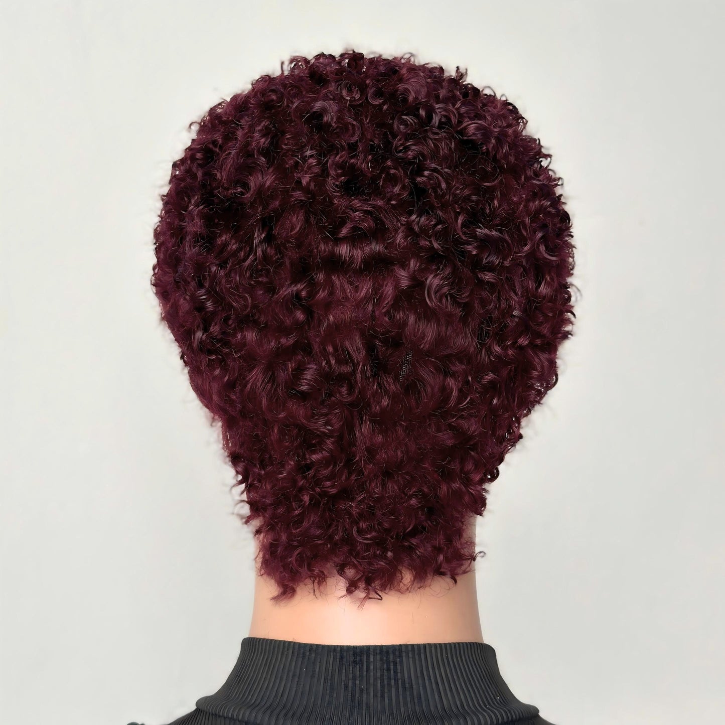 Glueless Burgundy And Black Full Lace Afro Curly Pixie Wig