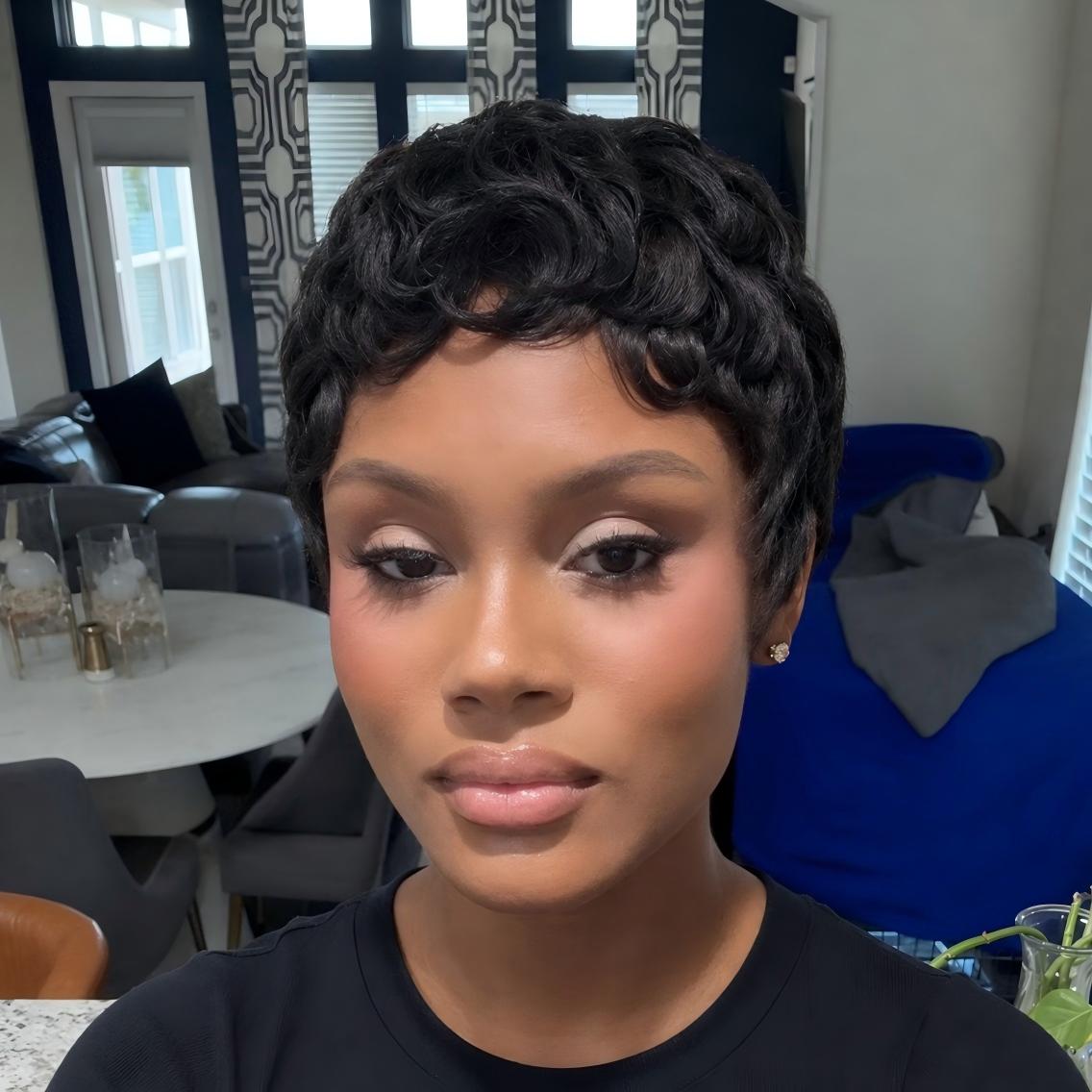 Full Lace Finger Wave Short Pixie Cut Glueless Wig