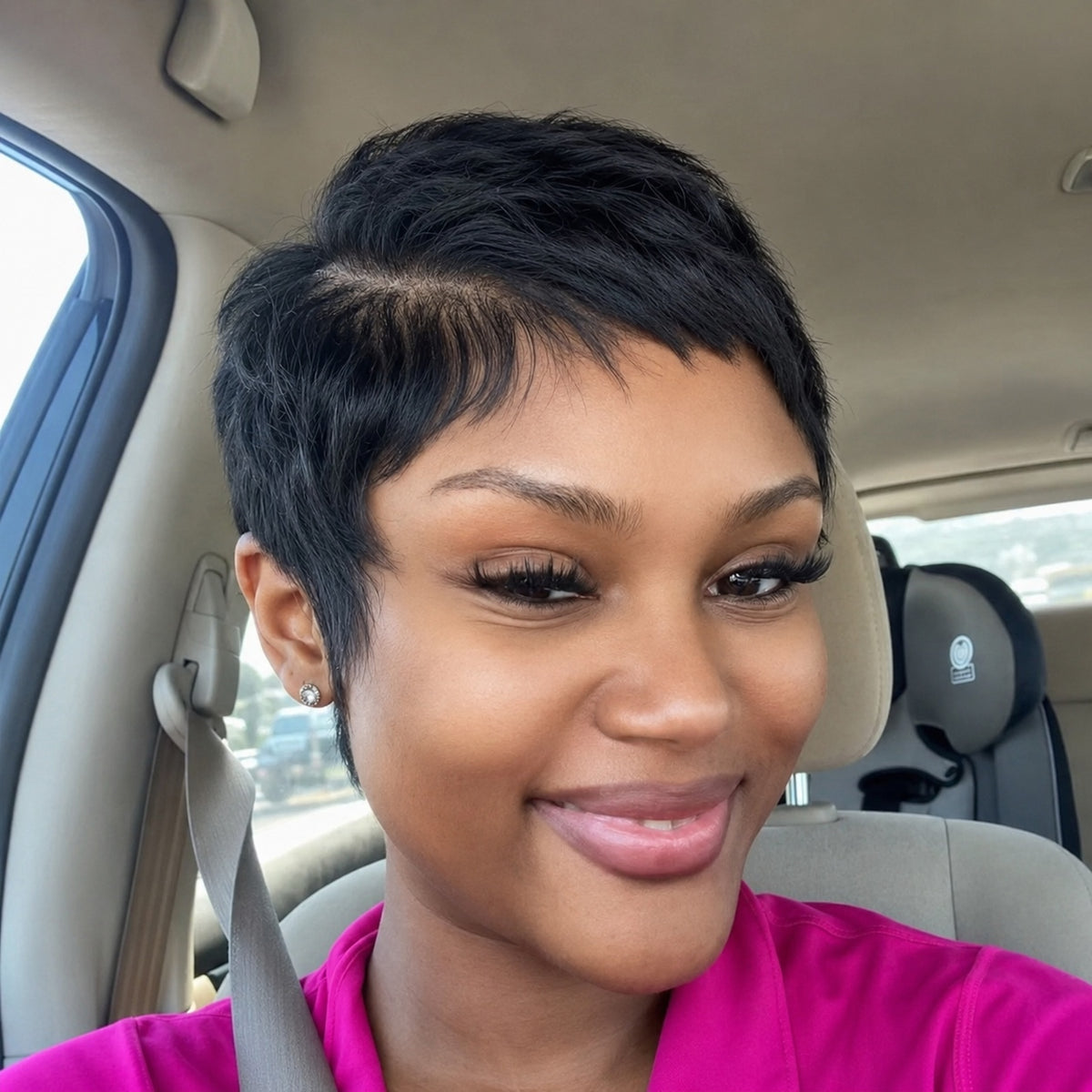 Breathable Full Lace Side Part Layered Pixie Cut Wig