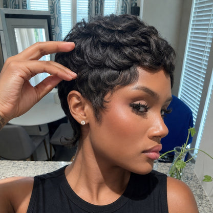 Full Lace Finger Wave Short Pixie Cut Glueless Wig