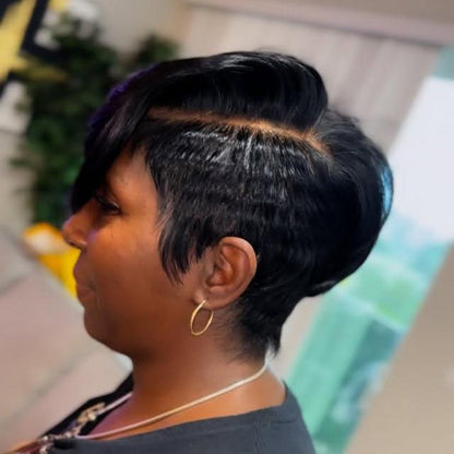 Full Lace Side Parted Layered Cut Wig With Bang