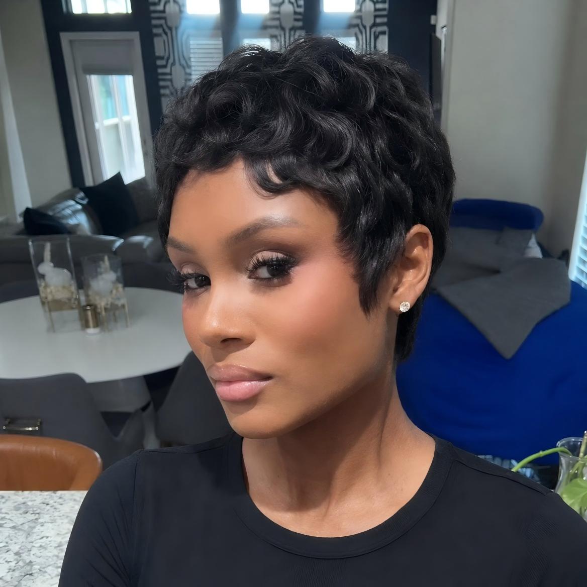 Full Lace Finger Wave Short Pixie Cut Glueless Wig