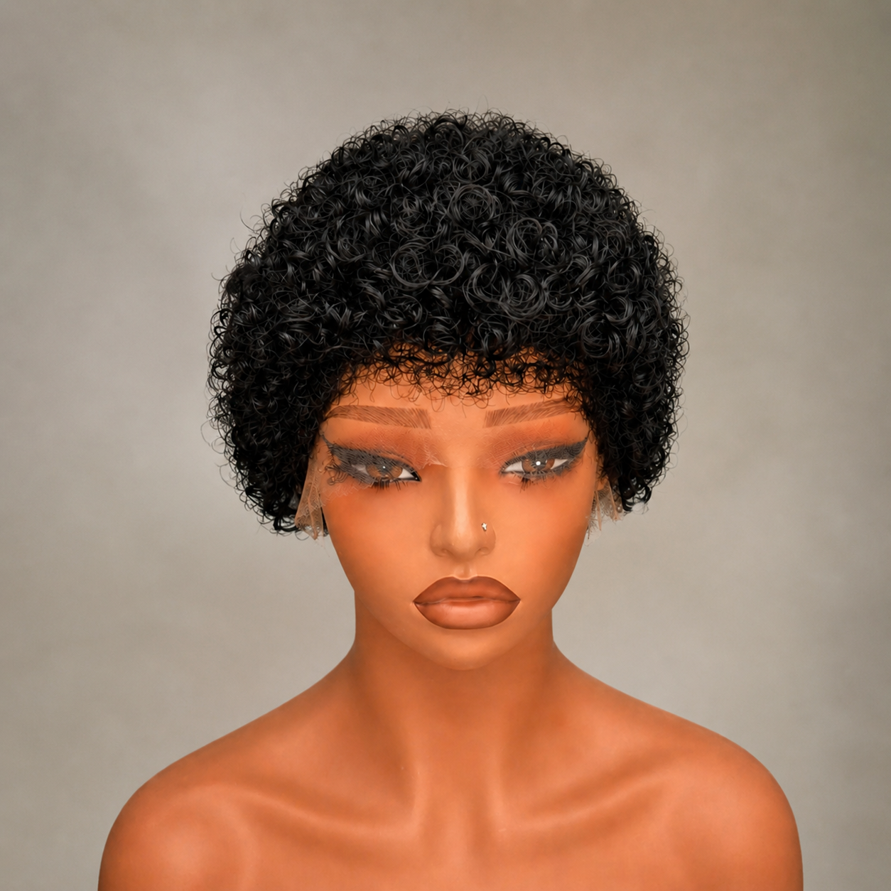 Short Natural Curl Afro Lace Front Human Hair Wig