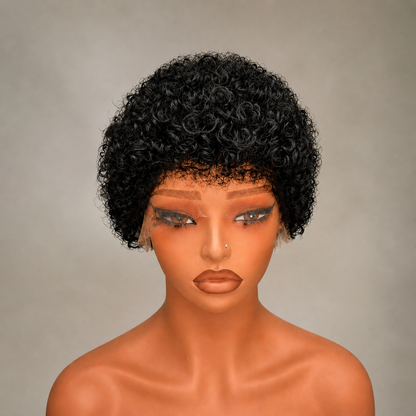 Short Natural Curl Afro Lace Front Human Hair Wig