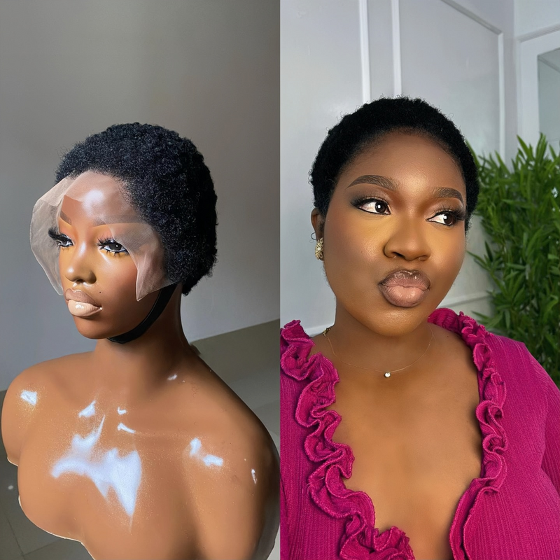 Full Lace Natural Black Afro Low Cut Glueless Wig