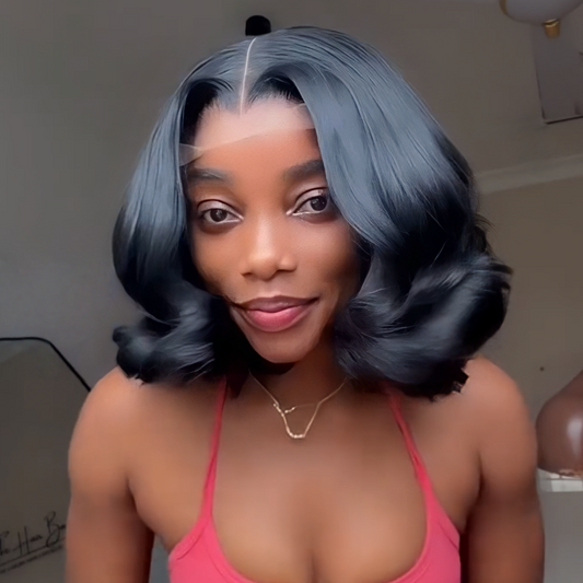 Natural Black Body Wave Bob 5x5 Lace Closure Wig 100% Human Hair