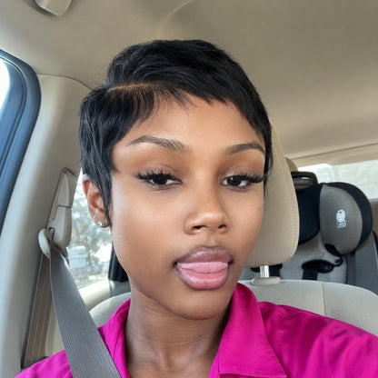 Breathable Full Lace Side Part Layered Pixie Cut Wig