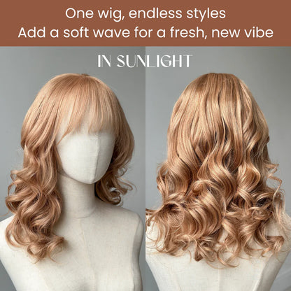 Honey Blonde Hair Wig With Bangs Glueless 13x4 Frontal Lace Wig