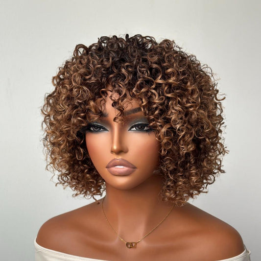Wear & Go Ombre Dark Golden Blonde Brazilian Curly Wig