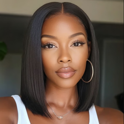 Put on & Go Natural Straight Bob 5x5 Closure Lace Wig
