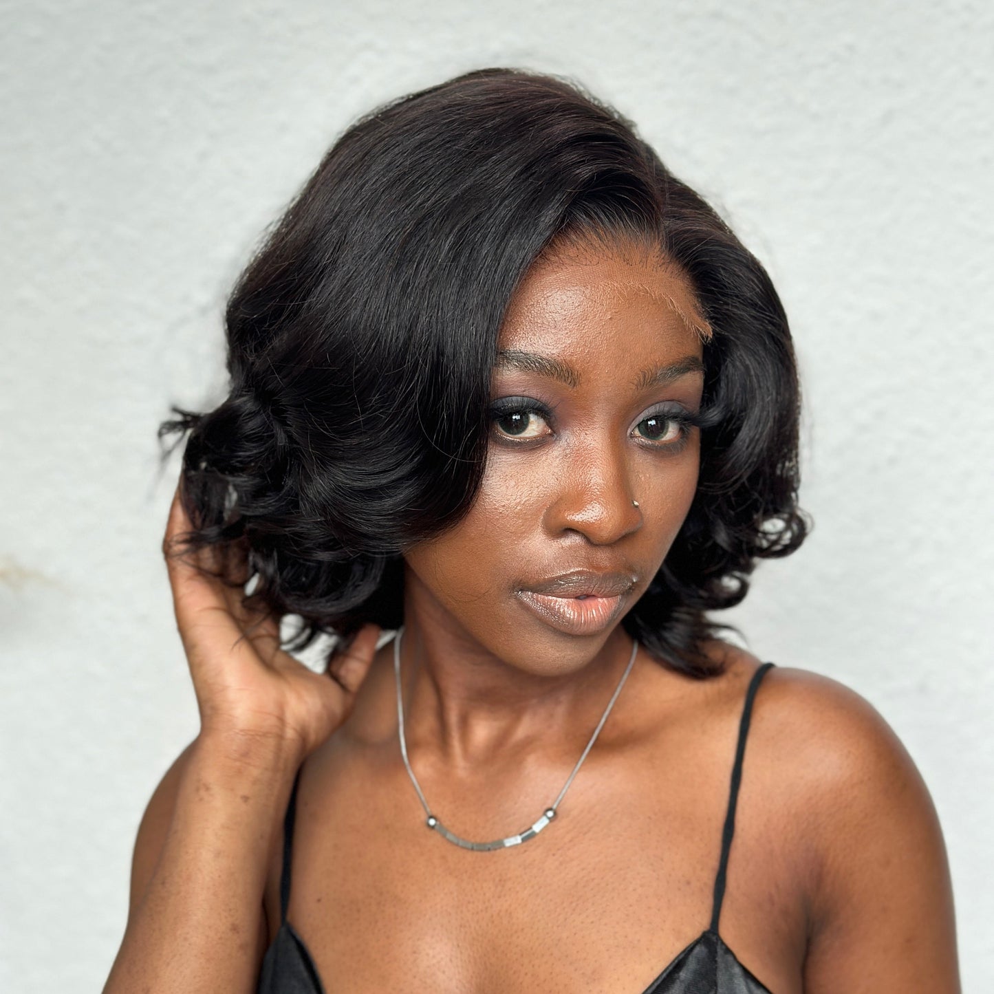 Natural hairline Layered Fluffy Bob 5×5 Lace Closure Wig