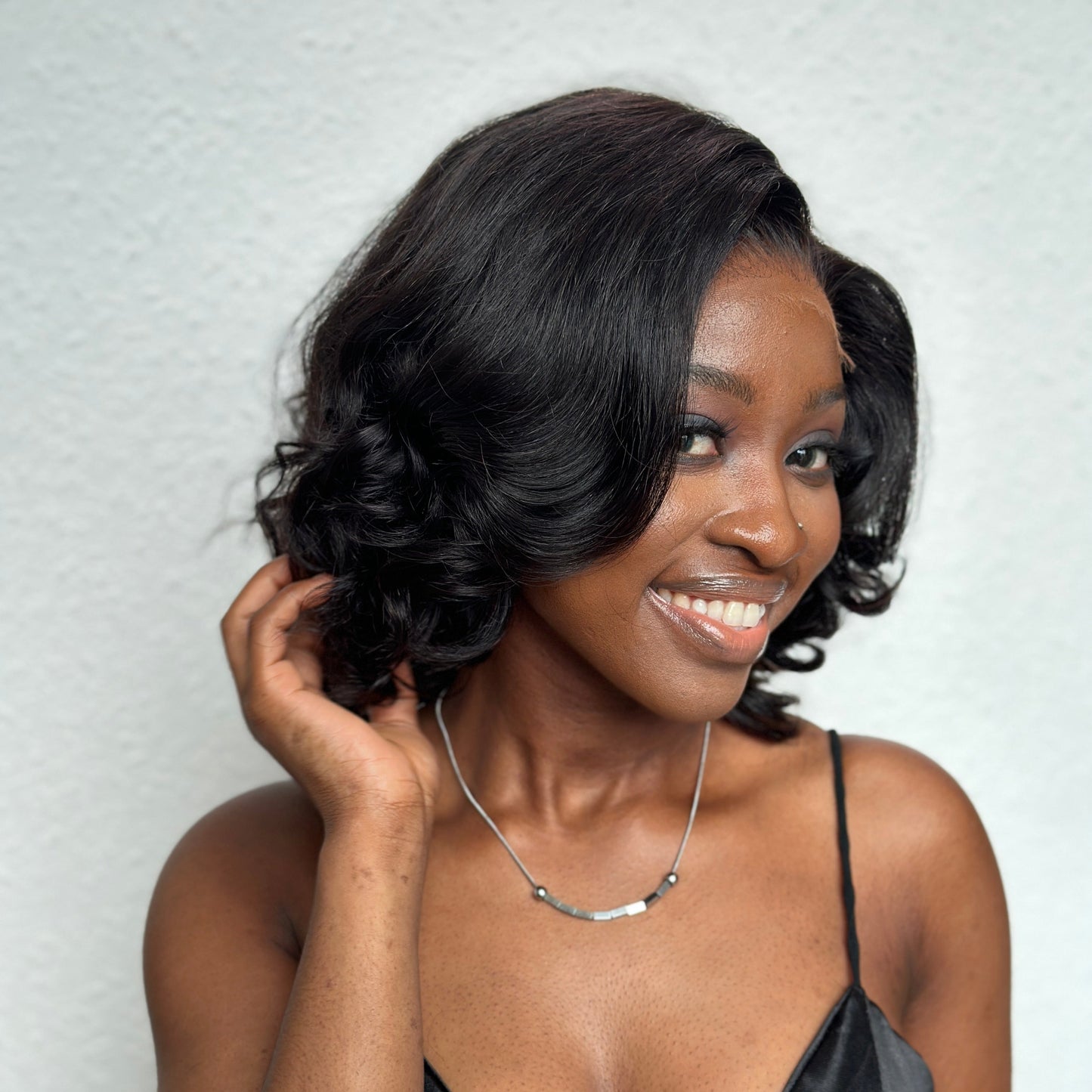 Natural hairline Layered Fluffy Bob 5×5 Lace Closure Wig