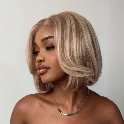 Ash Blonde Layered Cut Bob 5x5 Lace Closure Wig