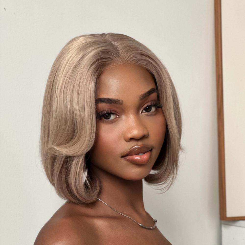 Ash Blonde Layered Cut Bob 5x5 Lace Closure Wig