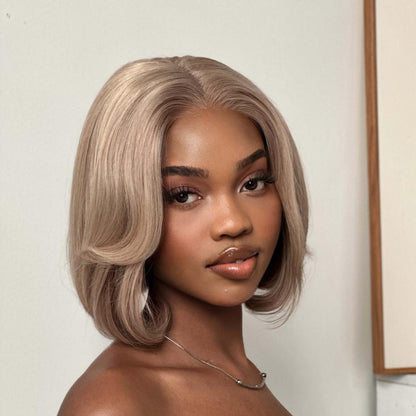 Ash Blonde Layered Cut Bob 5x5 Lace Closure Wig