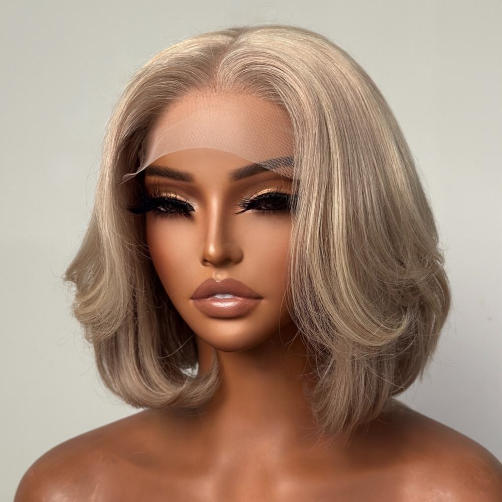 Ash Blonde Layered Cut Bob 5x5 Lace Closure Wig