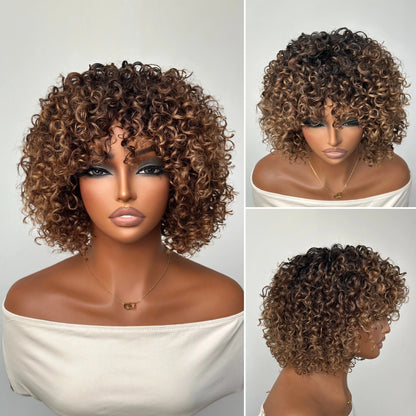 Wear & Go Ombre Dark Golden Blonde Brazilian Curly Wig
