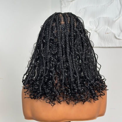 Full Lace Knotless Boho Curls Braided Bob With Invisi Drawstring HD Lace Wig