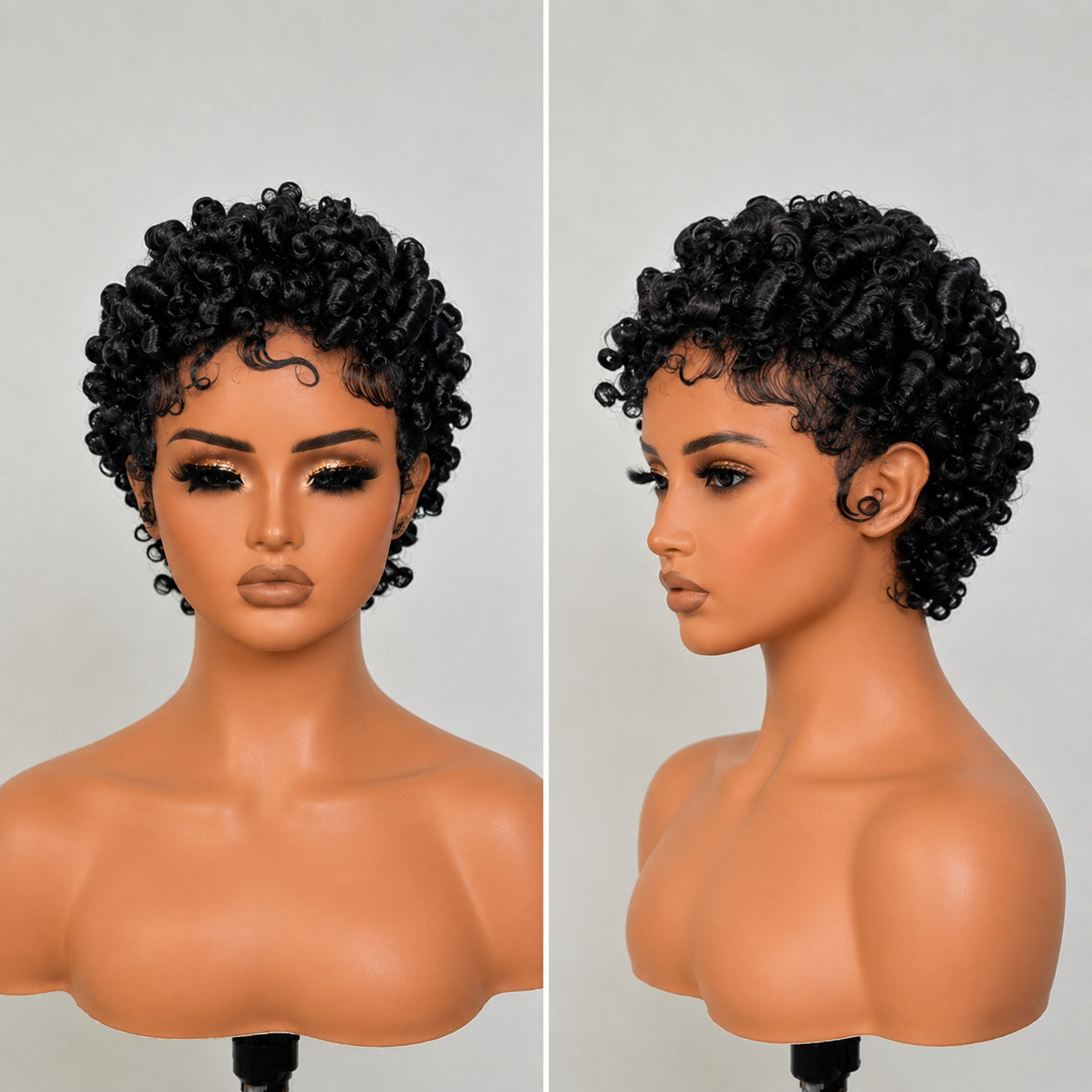 13×4 Lace Natural Black Finger Coily Pixie Wig With Baby Hair