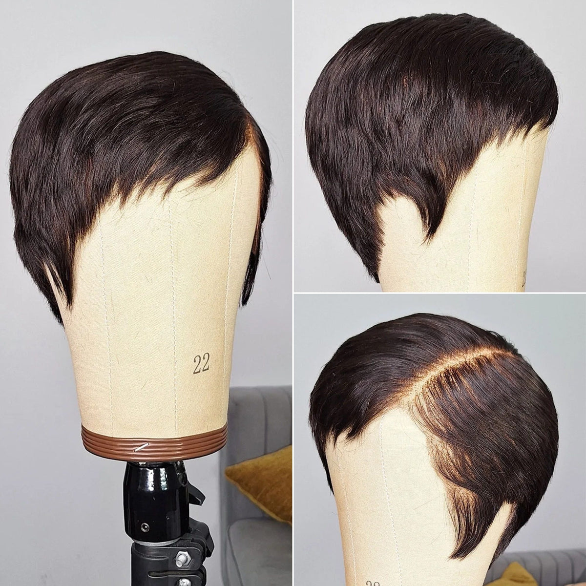 Full Lace Sleek Pixie Cut Wig with Deep Side Part