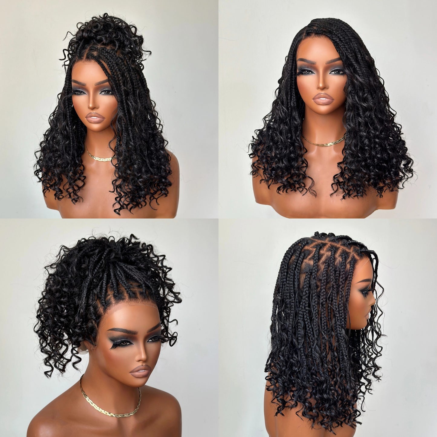 Full Lace Knotless Boho Curls Braided Bob With Invisi Drawstring HD Lace Wig