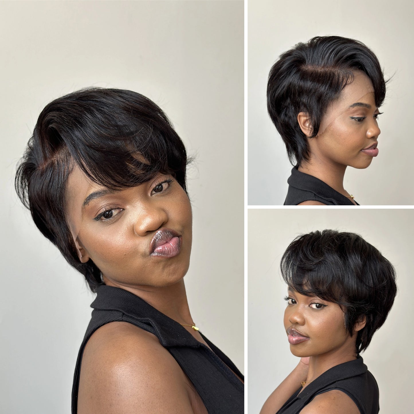 Glueless Short Pixie Cut Long Bangs Full Lace/13x4 Lace Frontal Wig