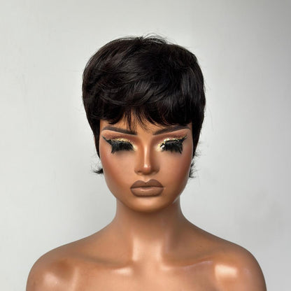 Glueless Layered Shaggy Wolf Cut Pixie Wig With Bangs