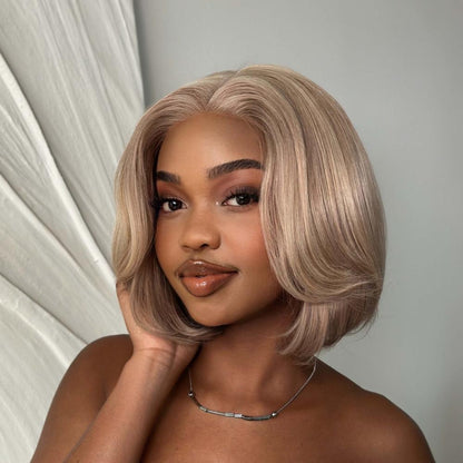 Ash Blonde Layered Cut Bob 5x5 Lace Closure Wig