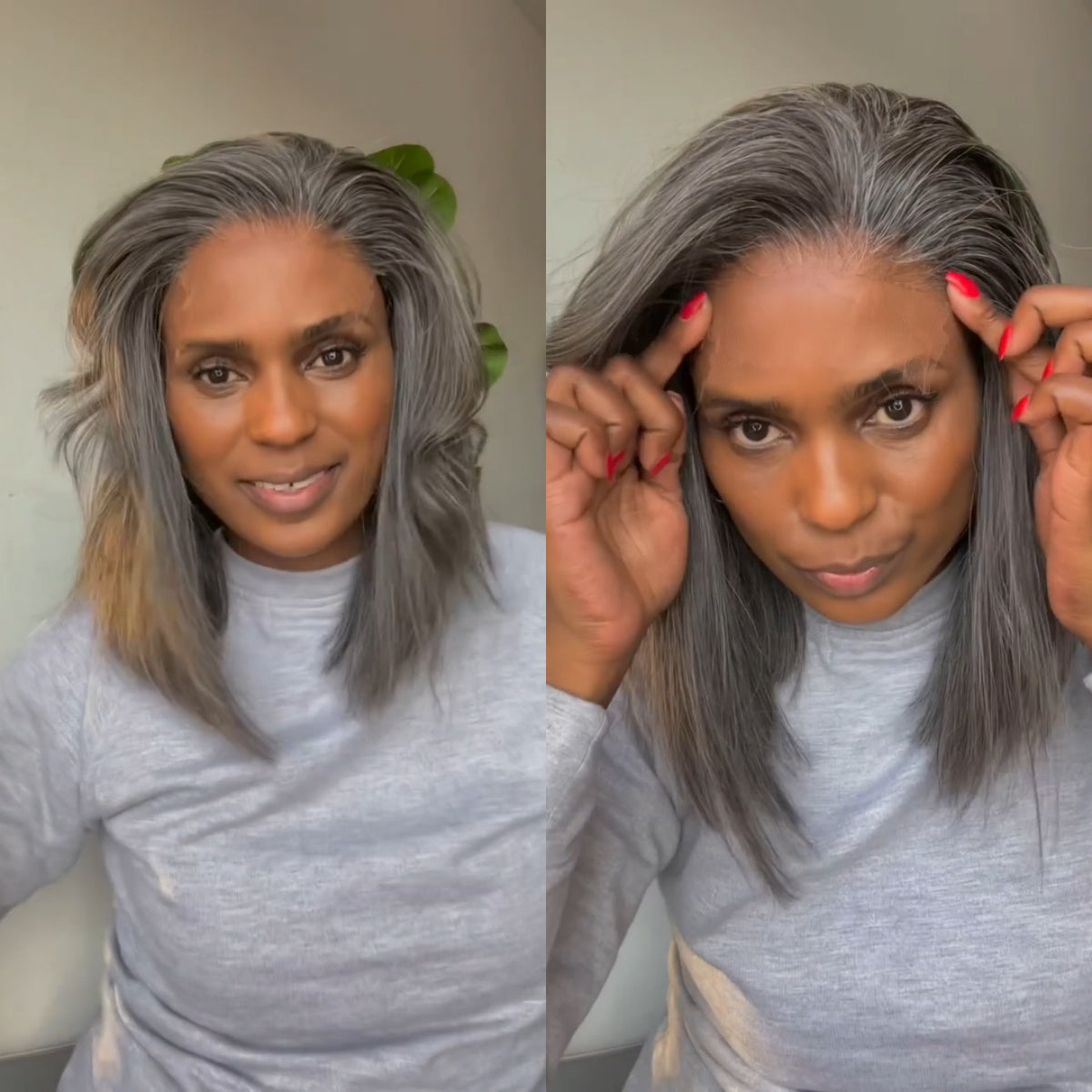Salt And Pepper Layered Cut 13x4 Lace Frontal Wig