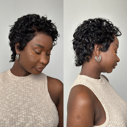 Full Lace Short Curly Pixie Cut Glueless Human Hair Wig